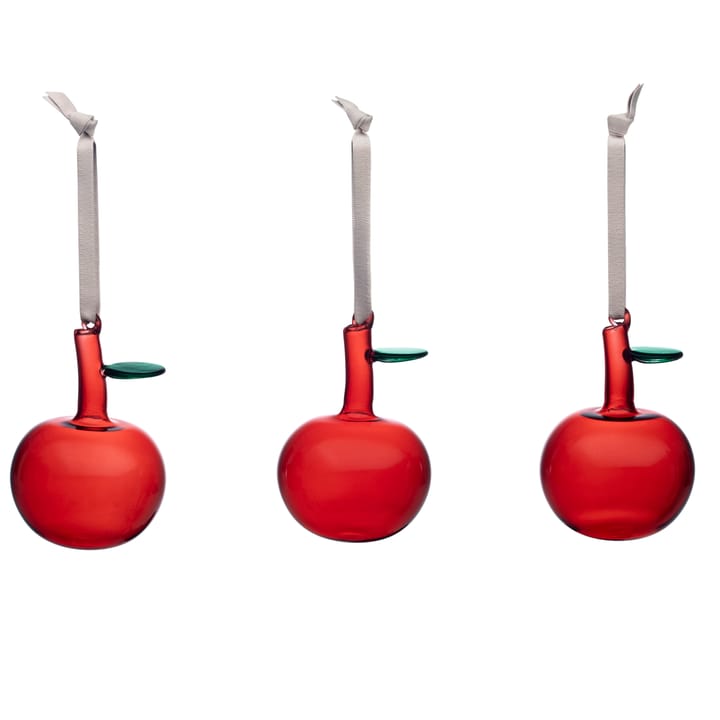 Iittala glass apple 3-pack - red - Iittala