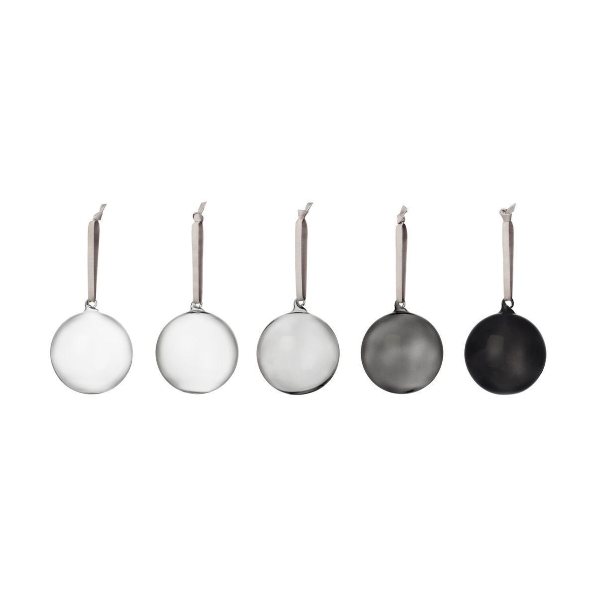 Iittala glass ball o8 cm 5-pack Gray | Scandinavian Design | Christmas decorations | Grey