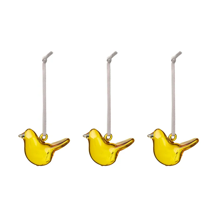 Iittala glass bird - Yellow, mini, 3-pack - Iittala