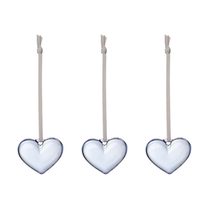 Iittala glass heart - Clear blue, 5 cm, 3-pack - Iittala