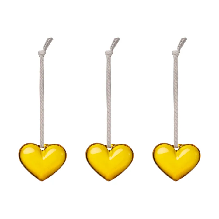 Iittala glass heart - Yellow, 5 cm, 3-pack - Iittala