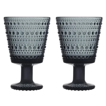 Kastehelmi drinking glass with stem 26 cl 2-pack - dark grey - Iittala