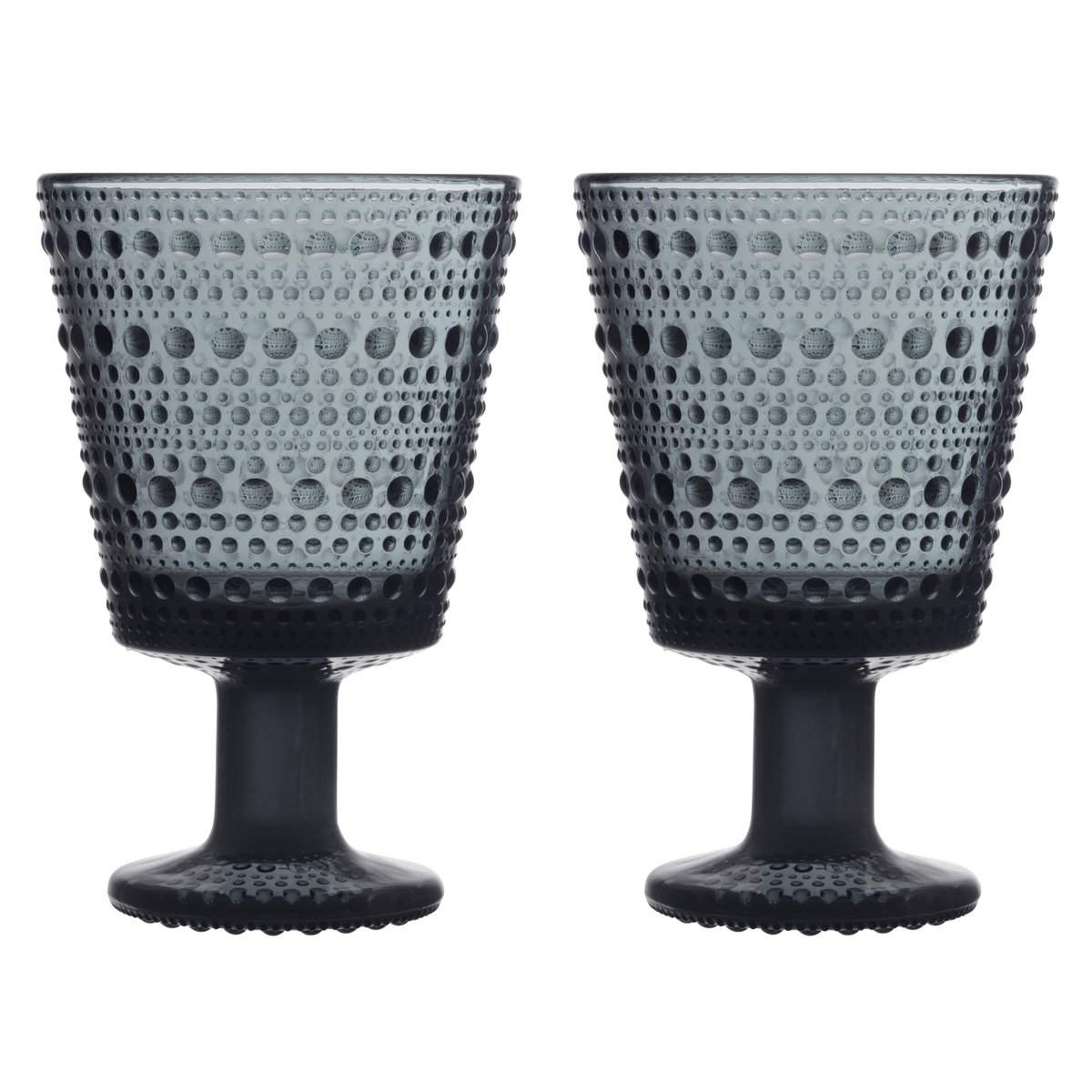 Iittala Kastehelmi drinking glass with stem 26 cl 2-pack dark grey