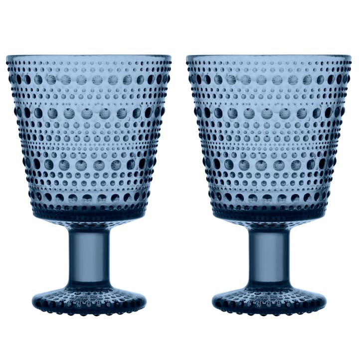Kastehelmi drinking glass with stem 26 cl 2-pack - rain (blue) - Iittala