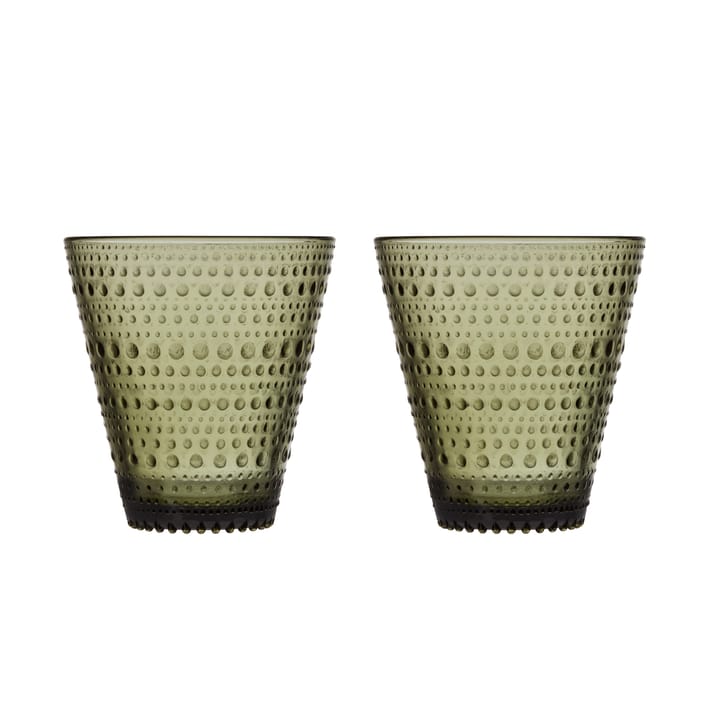 Kastehelmi glass 3 cl 2-pack - moss green - Iittala