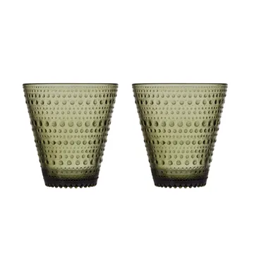 Kastehelmi glass 30 cl 2-pack - moss green - Iittala