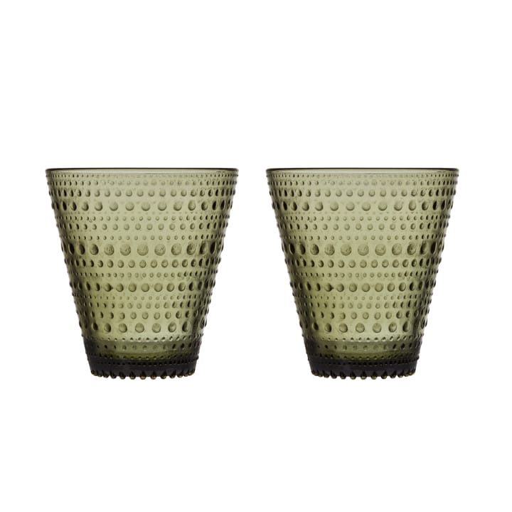 Kastehelmi glass 30 cl 2-pack, moss green Iittala