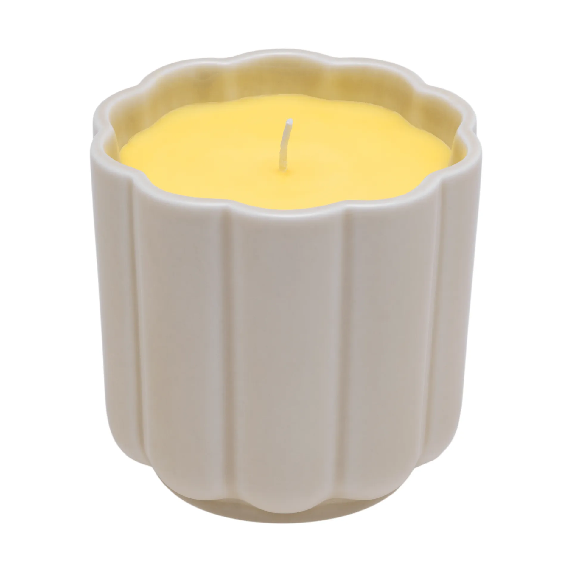 Play candle in ceramic form round, Beige-yellow Iittala