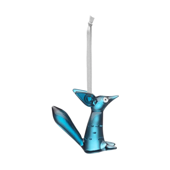 Vulpes glass decoration 8 cm - Steel blue - Iittala