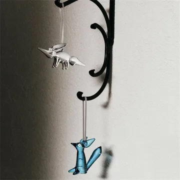 Vulpes glass decoration 8 cm - Steel blue - Iittala