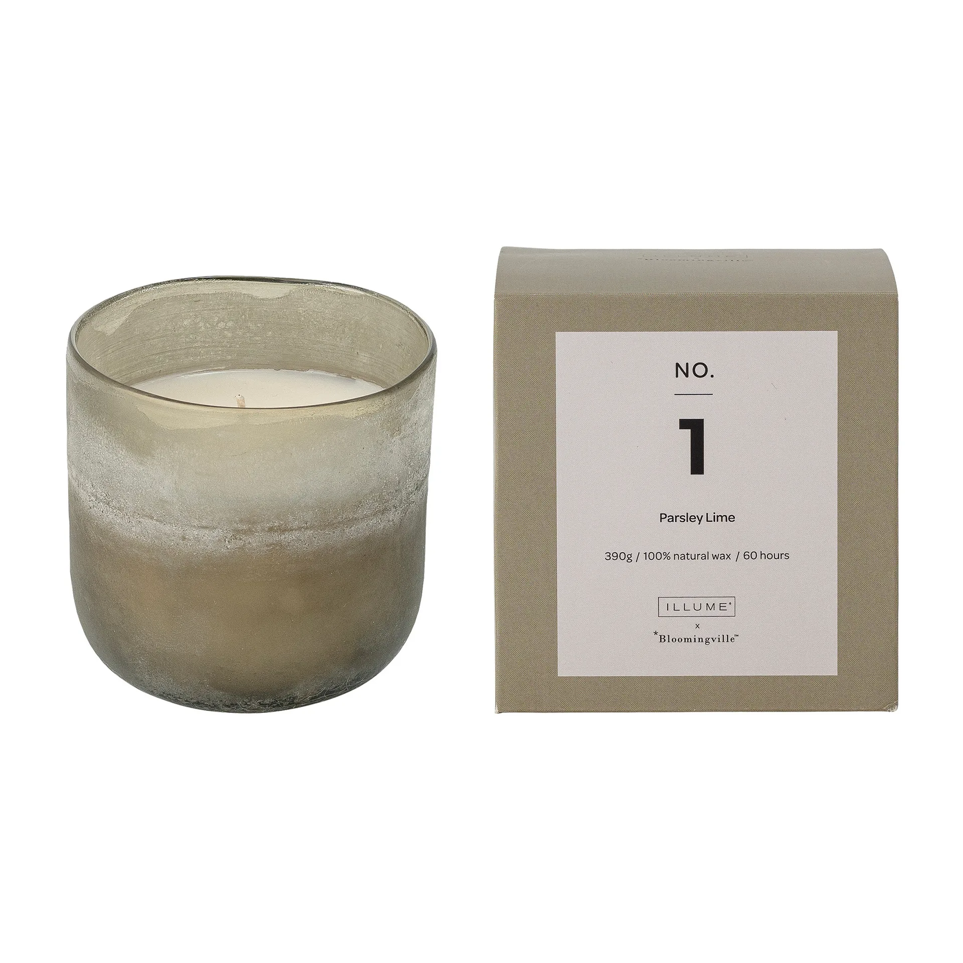 NO. 1 Parsley Lime scented candle, 390 g + Giftbox Illume x Bloomingville