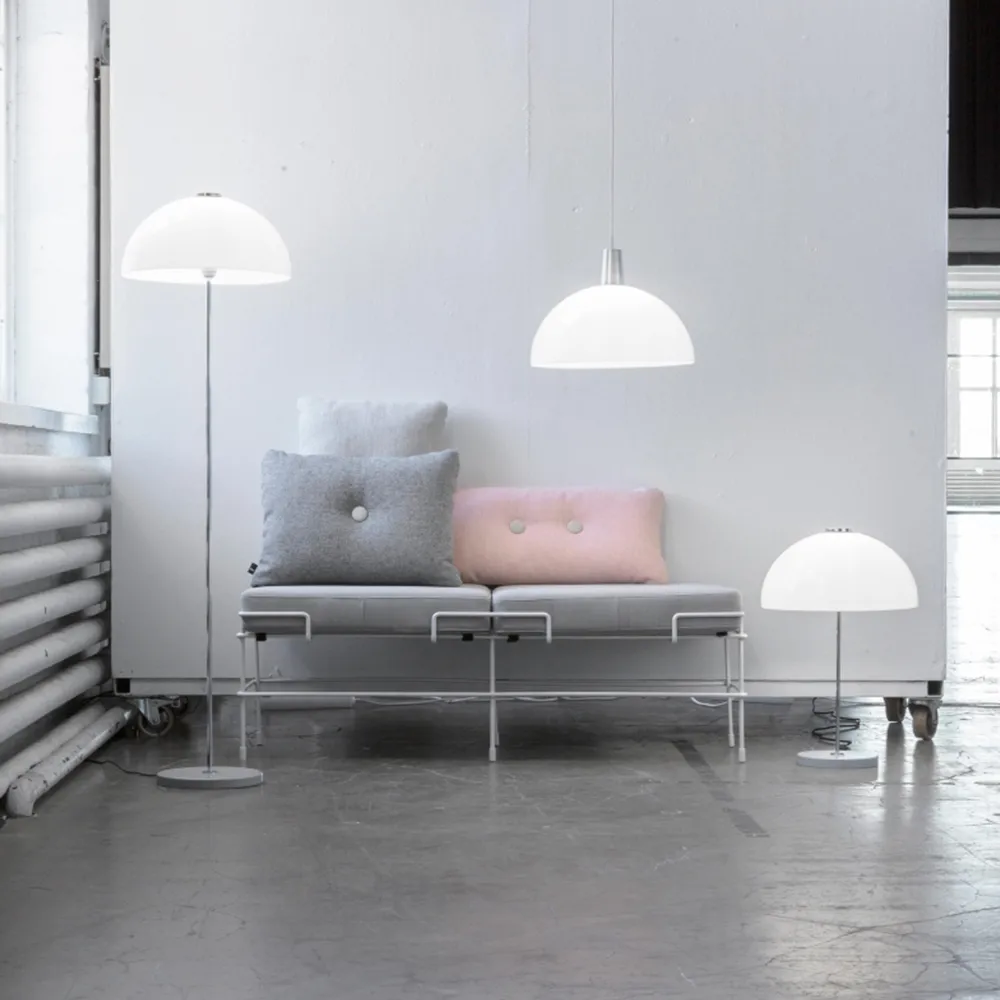 Kupoli floor lamp, Grey, metal details, white shade Innolux