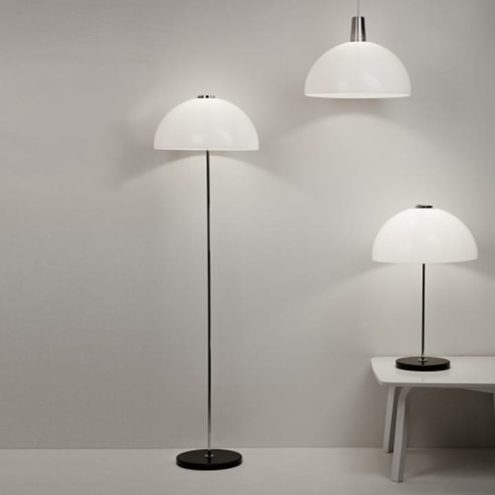 Kupoli floor lamp, White-brass details-white shade Innolux
