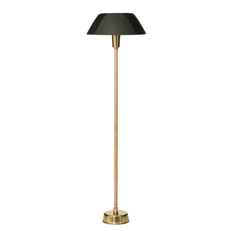 Senator floor lamp, Green, stand in leather and brass Innolux