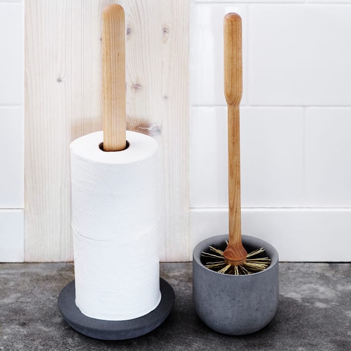 Iris toilet brush - Oiled birch, dark grey concrete cup - Iris Hantverk