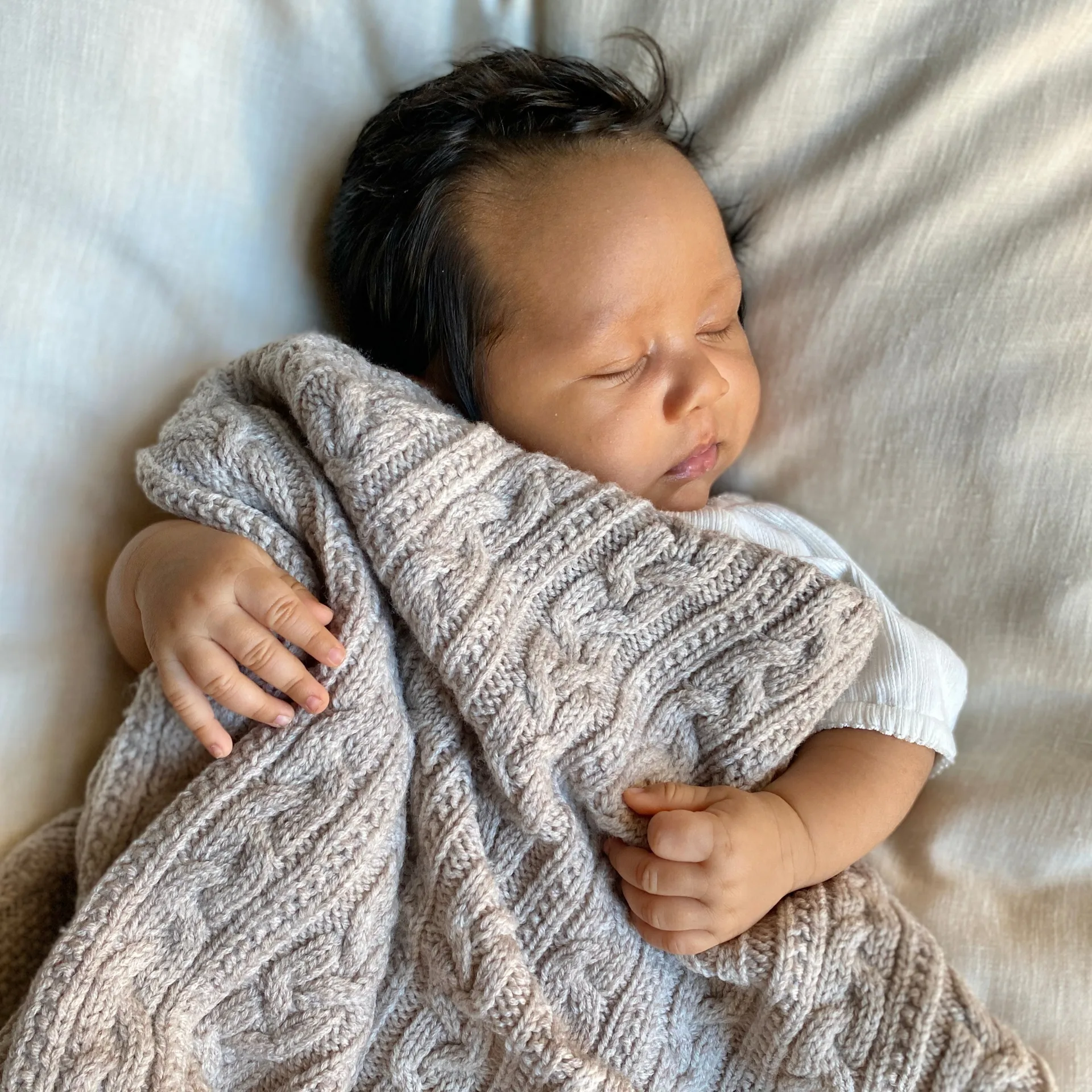 Knitted merino wool baby blanket 80x100 cm, Oatmeal Jack o Juno