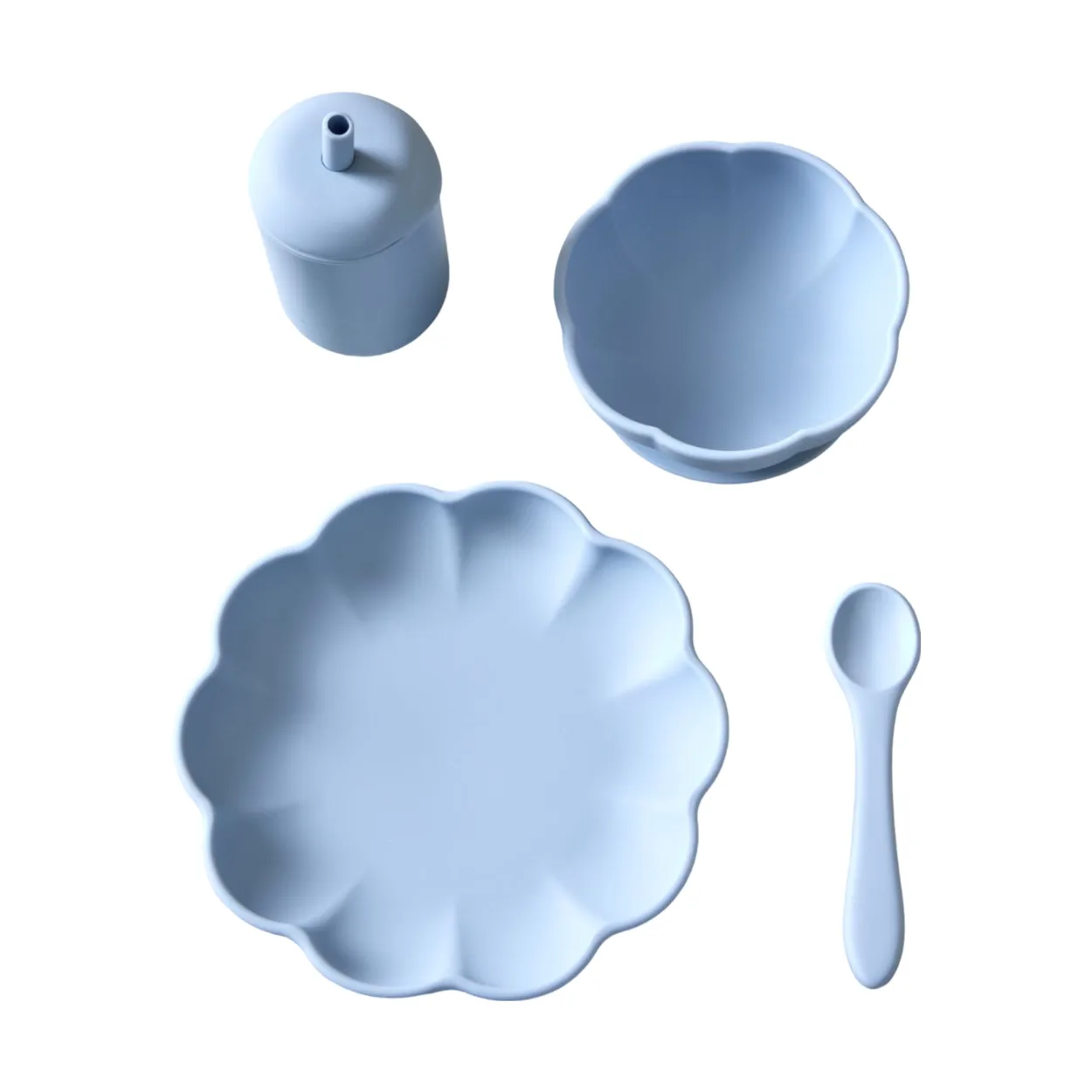 Jack o Juno Little Poppy children's dinner set 4 pieces Pale blue