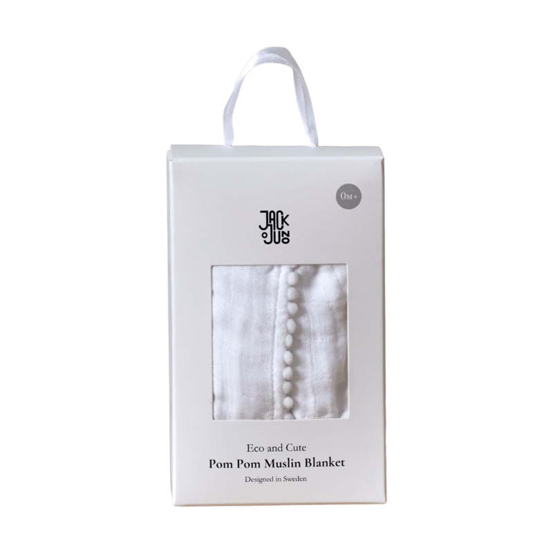 Jack o Juno Pom Pom muslin blanket 120x120 cm Pearl