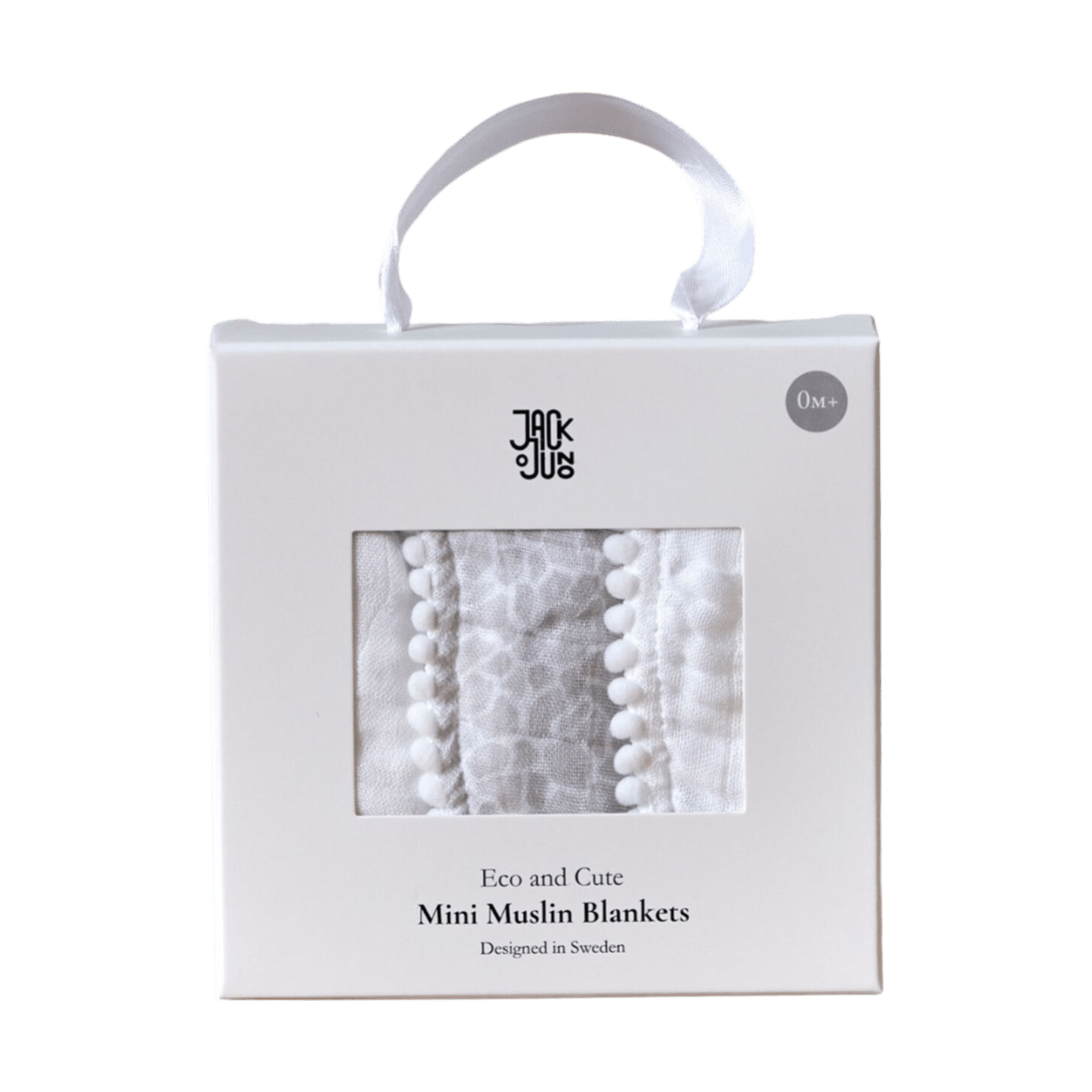 Jack o Juno Pom Pom muslin blanket 40x40 cm 3-pack Pearl & Giraffe gray