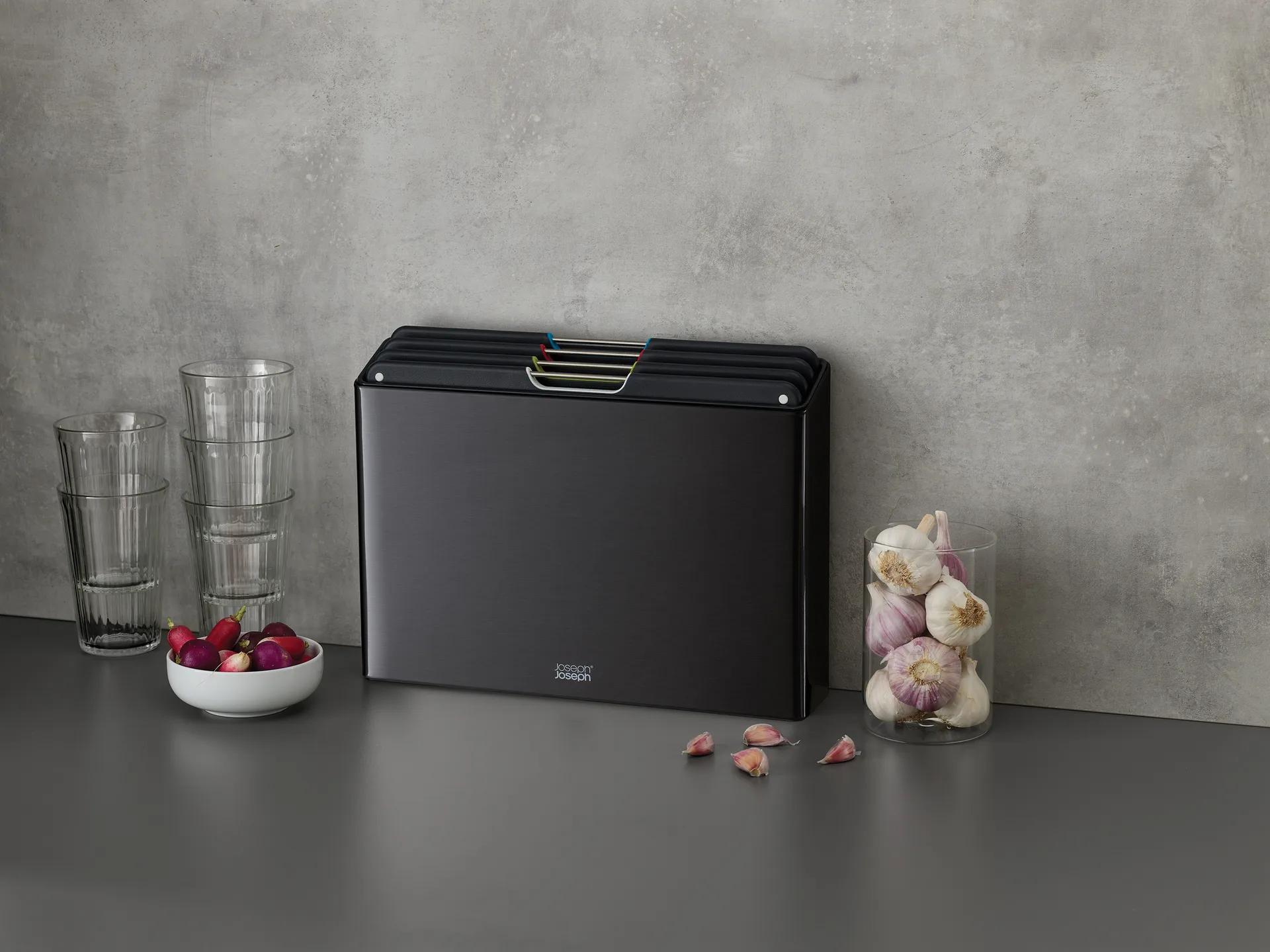 Folio steel cutting board 4 pieces, Black Joseph Joseph