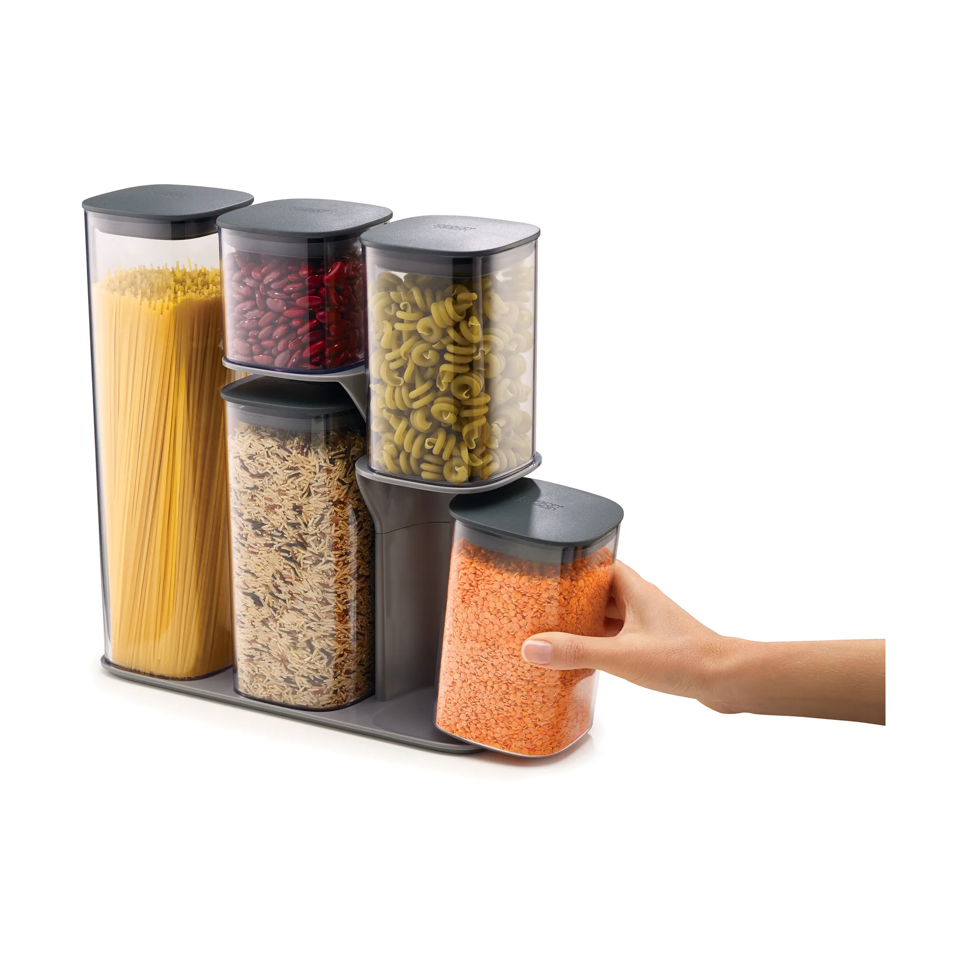 Podium storage jar 5 pieces, Grey Joseph Joseph