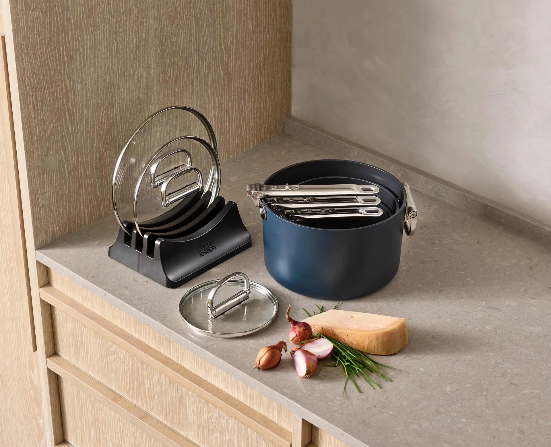 Space non-stick saucepan 8 pieces, Blue Joseph Joseph