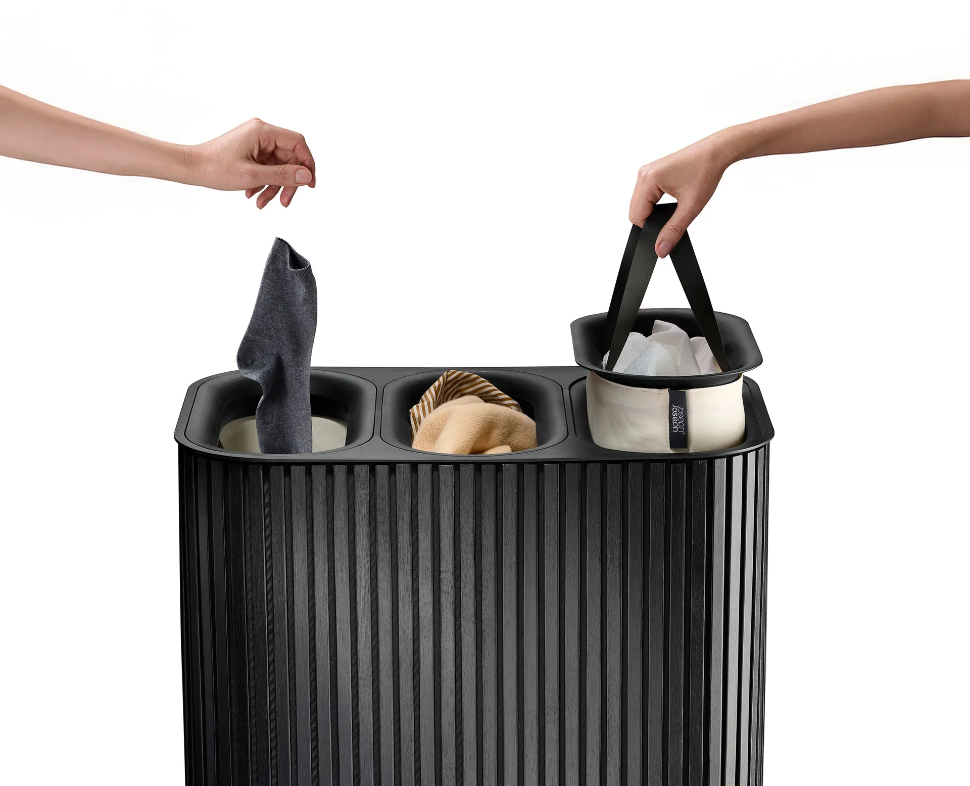Tota Trio Luxe laundry basket 90 L, Black Joseph Joseph
