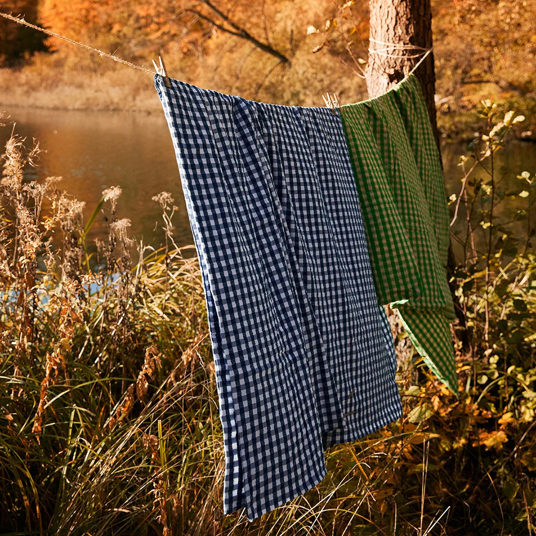 Bæk&Bølge bed set 150x210 cm, Dark blue-white Juna