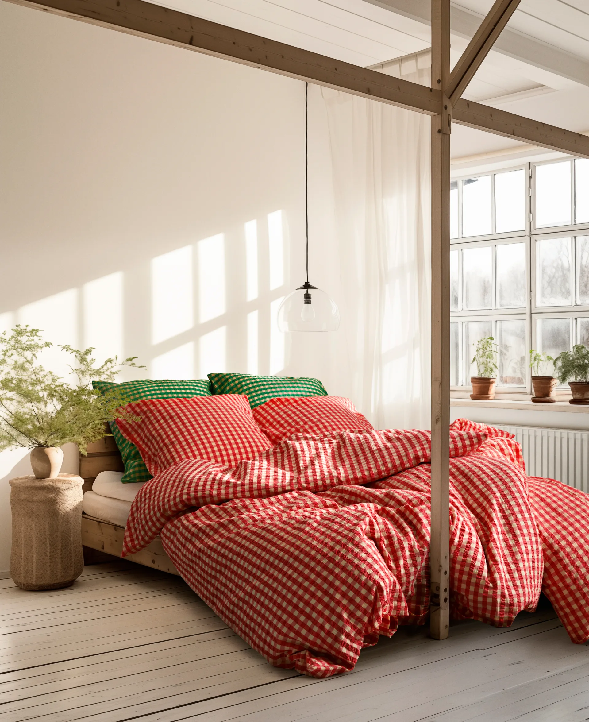 Bæk&Bølge bed set 150x210 cm, Red-yellow Juna