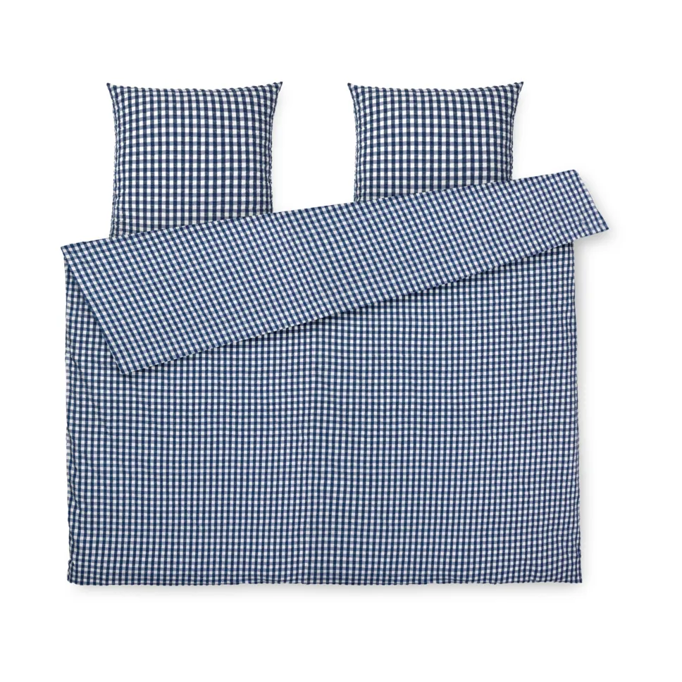 Bæk&Bølge bed set 220x220 cm, Dark blue-white Juna