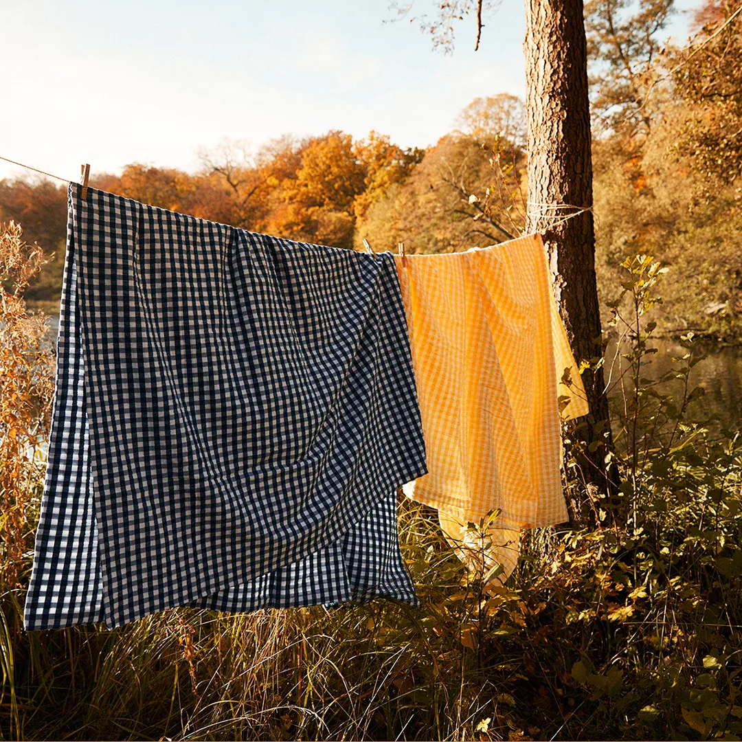 Bæk&Bølge bed set 220x220 cm, Dark blue-white Juna