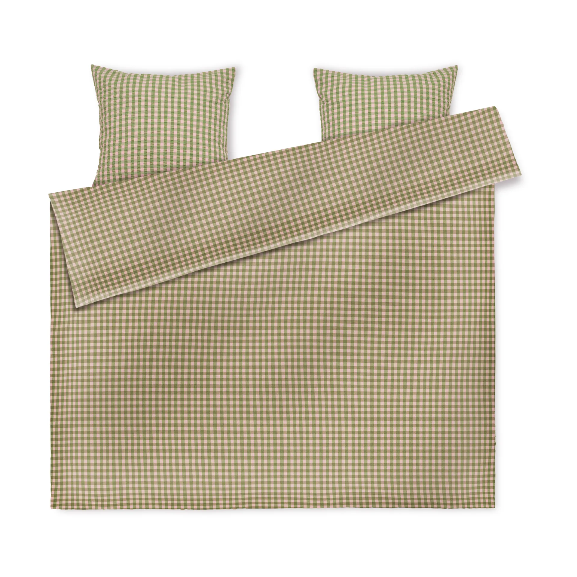 Bæk&Bølge bed set 220x220 cm, Green-light pink Juna