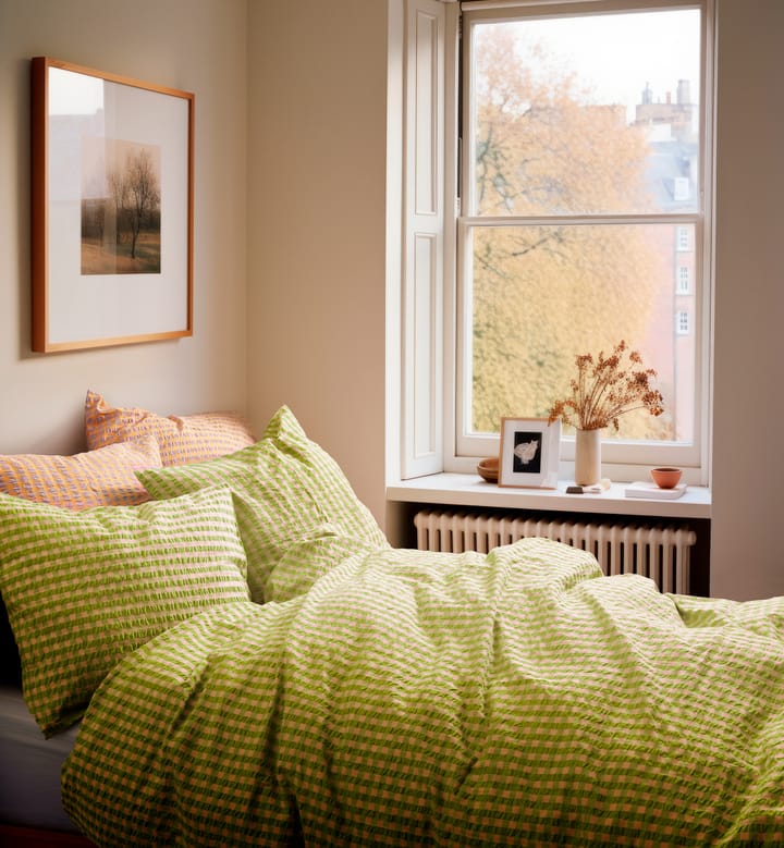 Bæk&Bølge bed set 220x220 cm, Green-light pink Juna