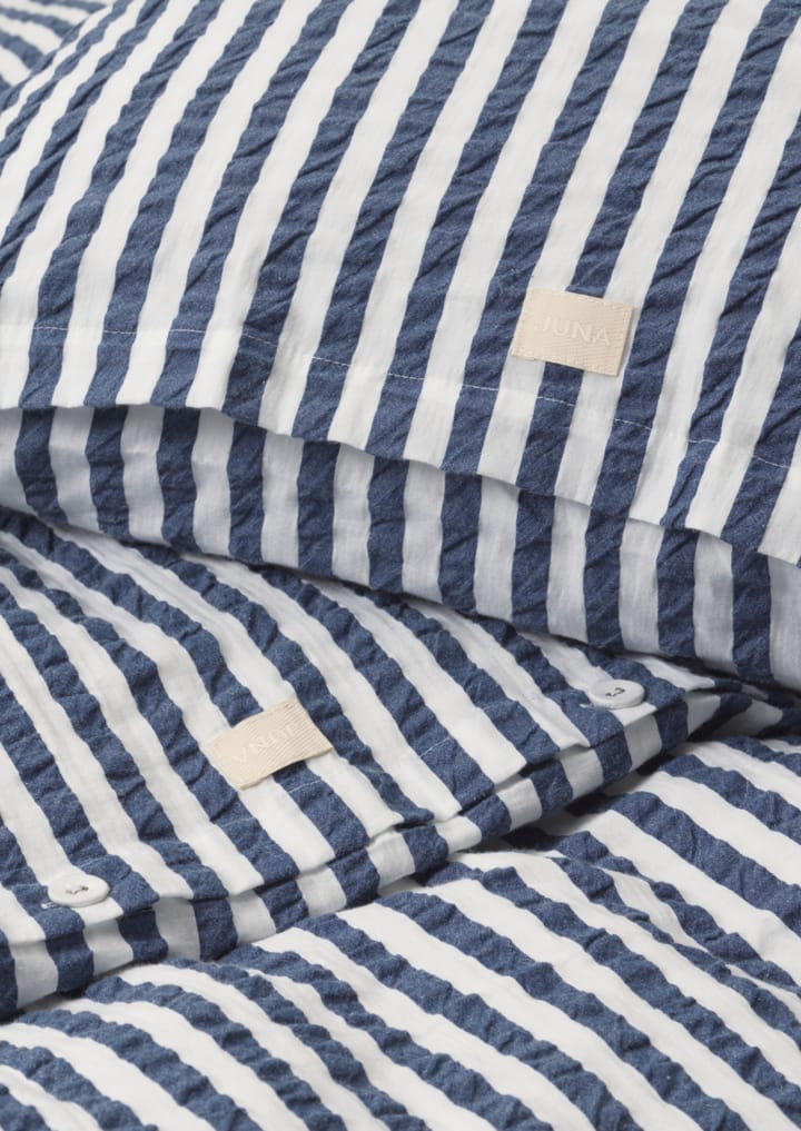 Bæk&Bølge Lines bedding set 220x220 cm, Dark blue-white Juna