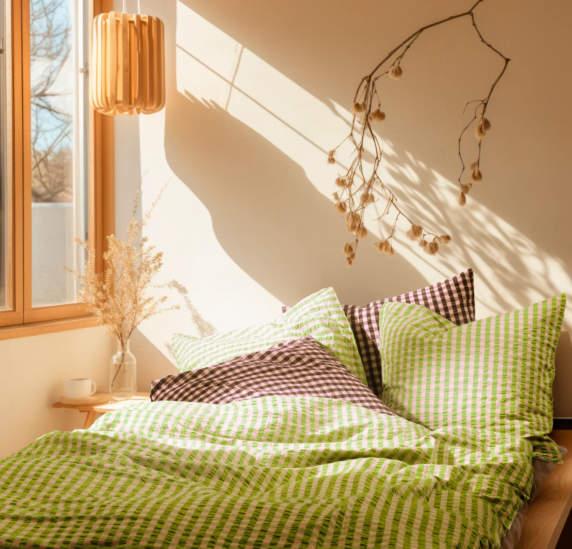 Bæk&Bølge pillowcase 50x60 cm, Green-light pink Juna