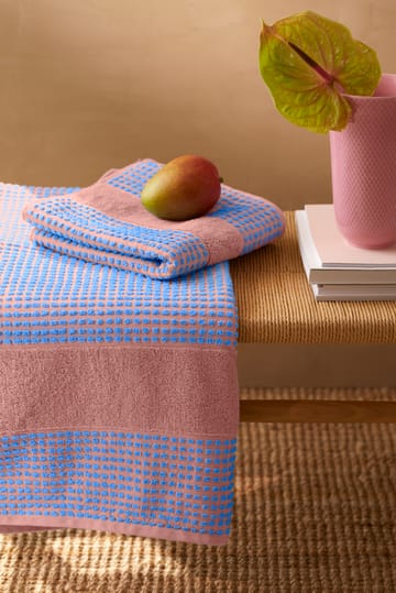 Check towel 50x100 cm - Soft pink-blue - Juna