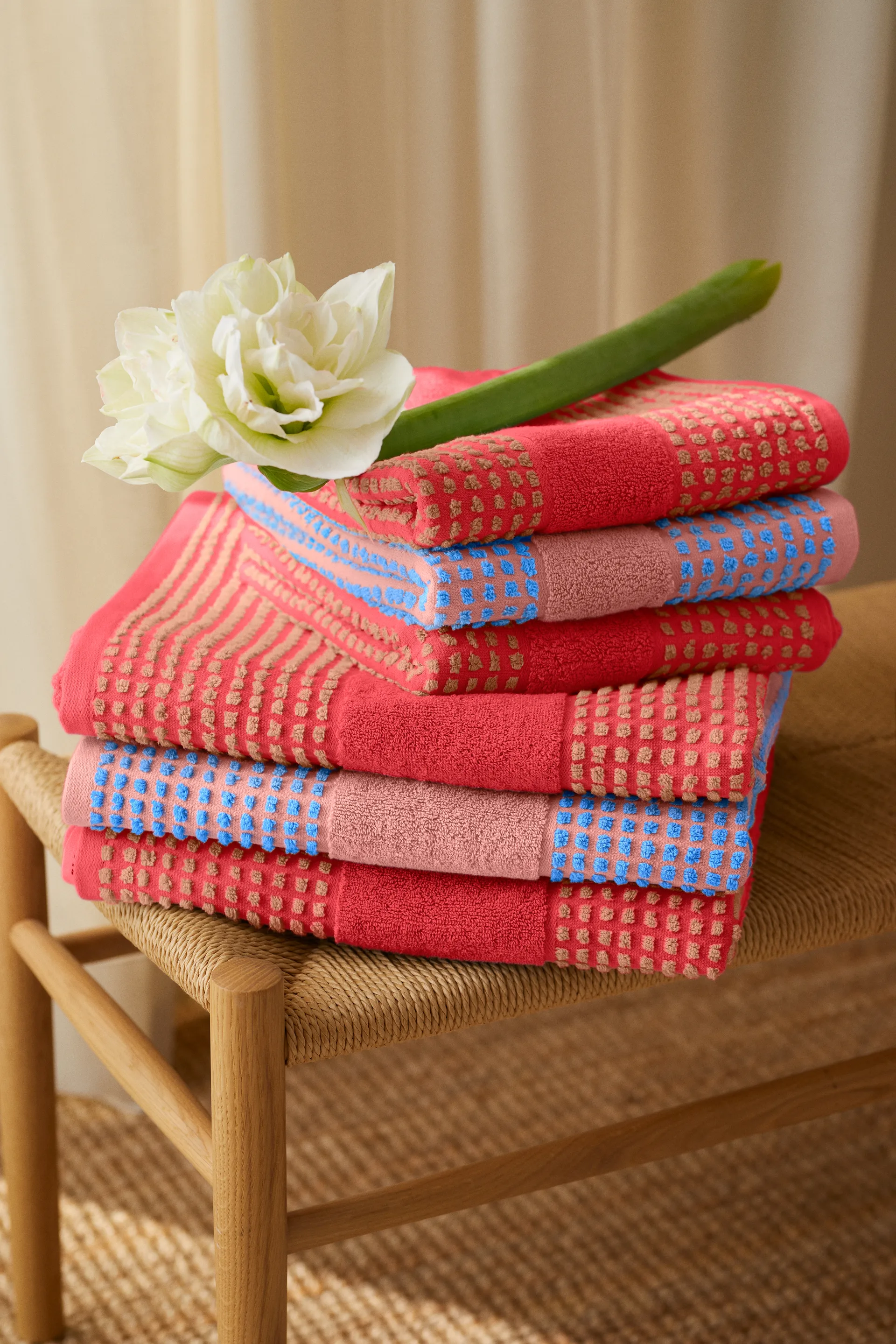 Check towel 70x140 cm, Red-sand Juna
