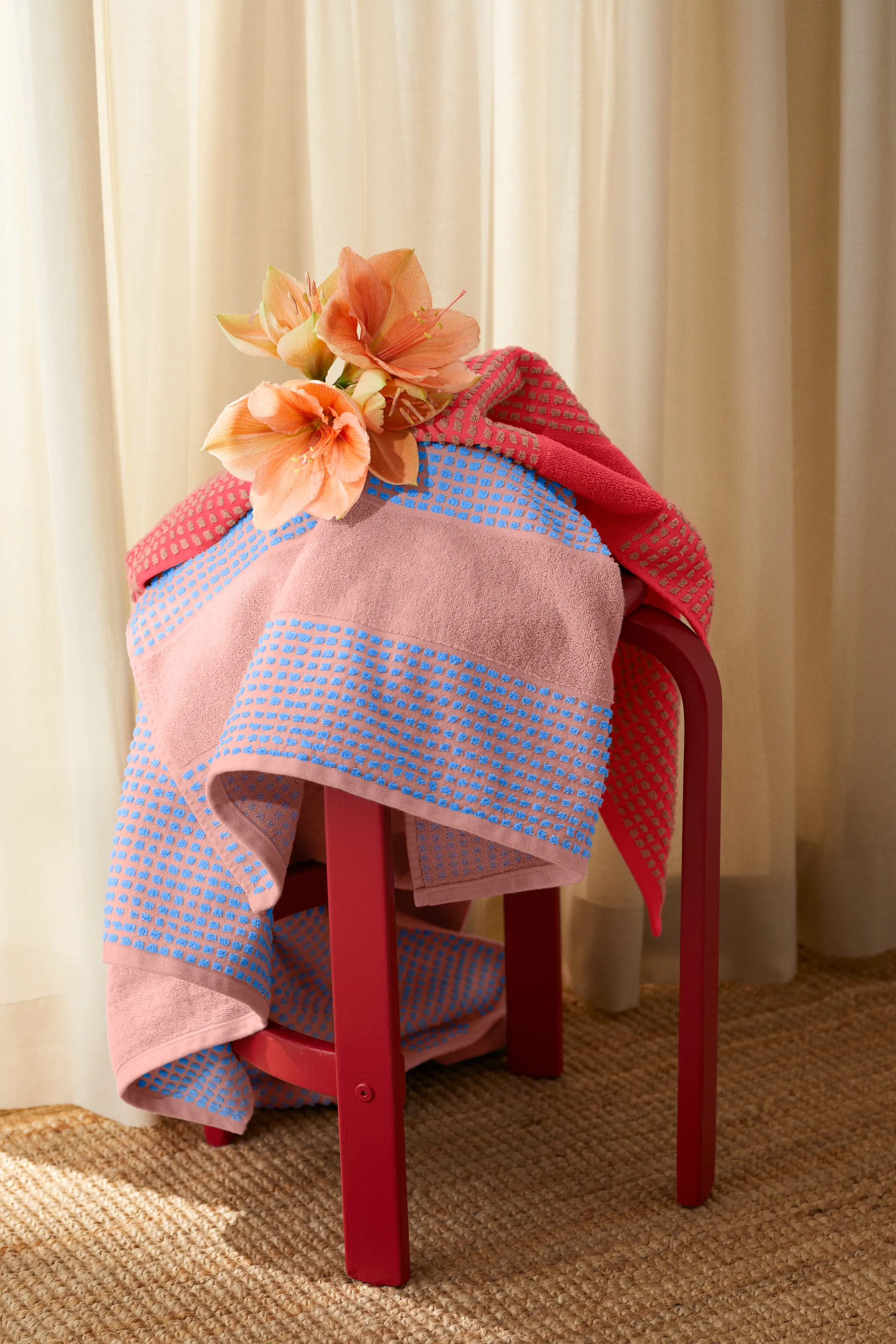 Check towel 70x140 cm, Red-sand Juna