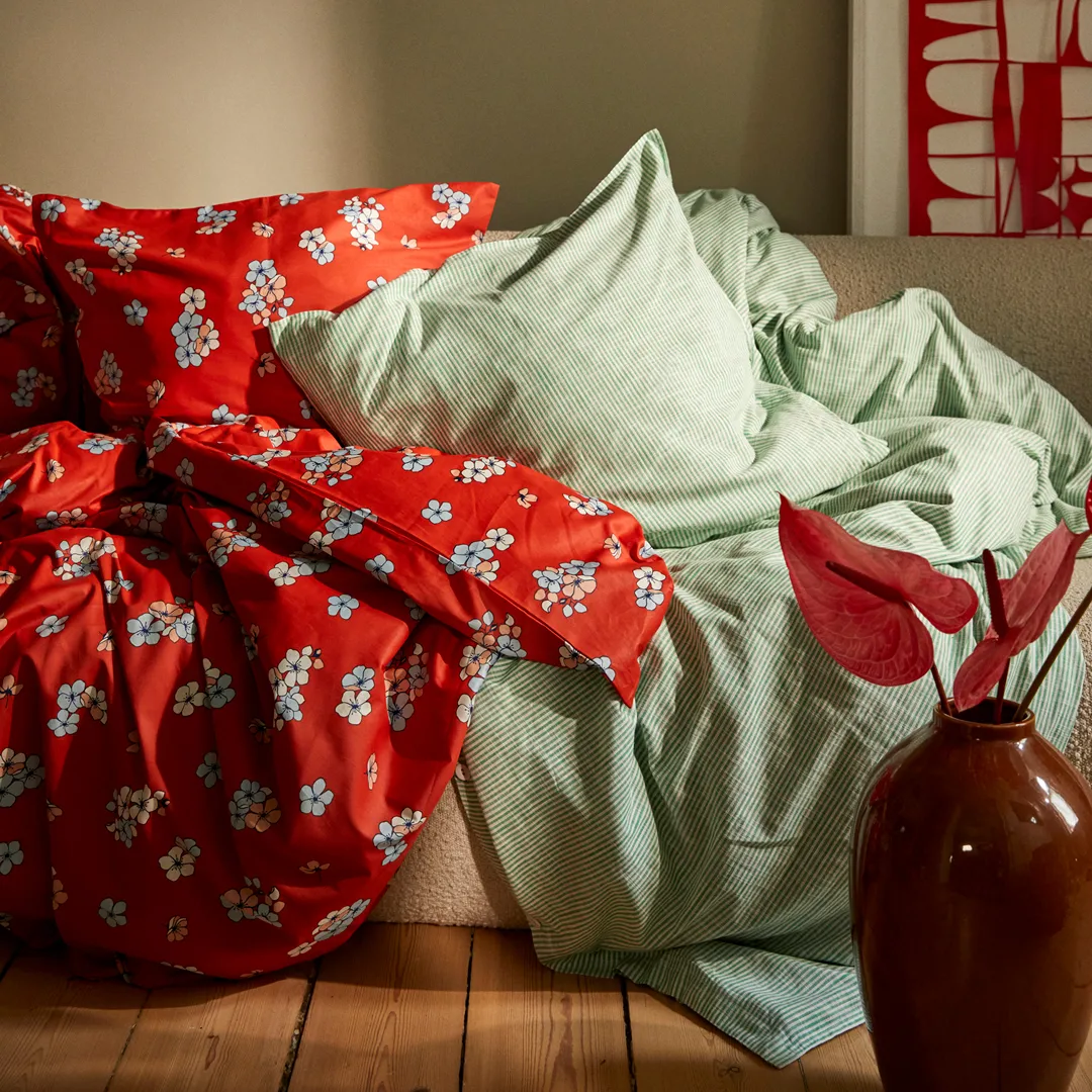 Monochrome Lines bedding set 150x210 cm, Green-white Juna