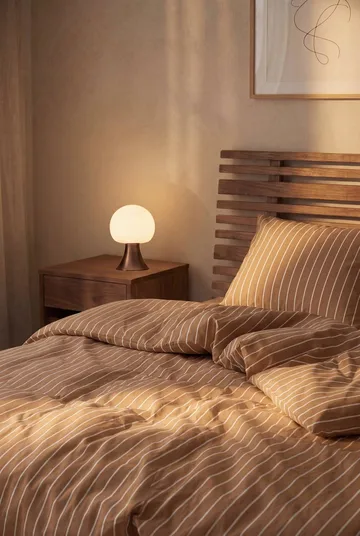 Soft duvet cover set, 150x210/50x60 cm - Caramel-offwhite - Juna