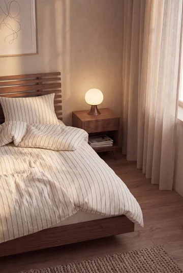 Soft duvet cover set, 220x220/2x50x60 cm - Offwhite-caramel - Juna