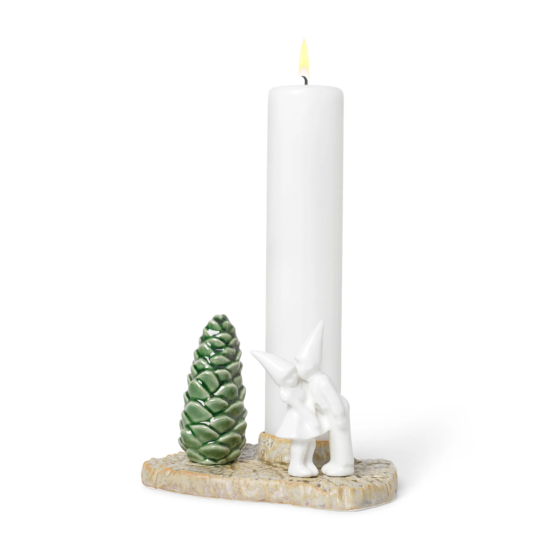 Christmas Tales candle sticks - Christmas kiss 12 cm, White Kähler