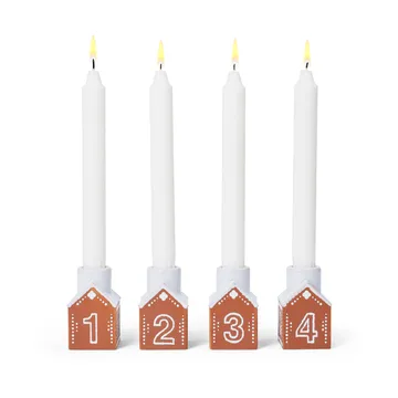 Gingerbread advent candlestick 4 pieces - Brown - Kähler