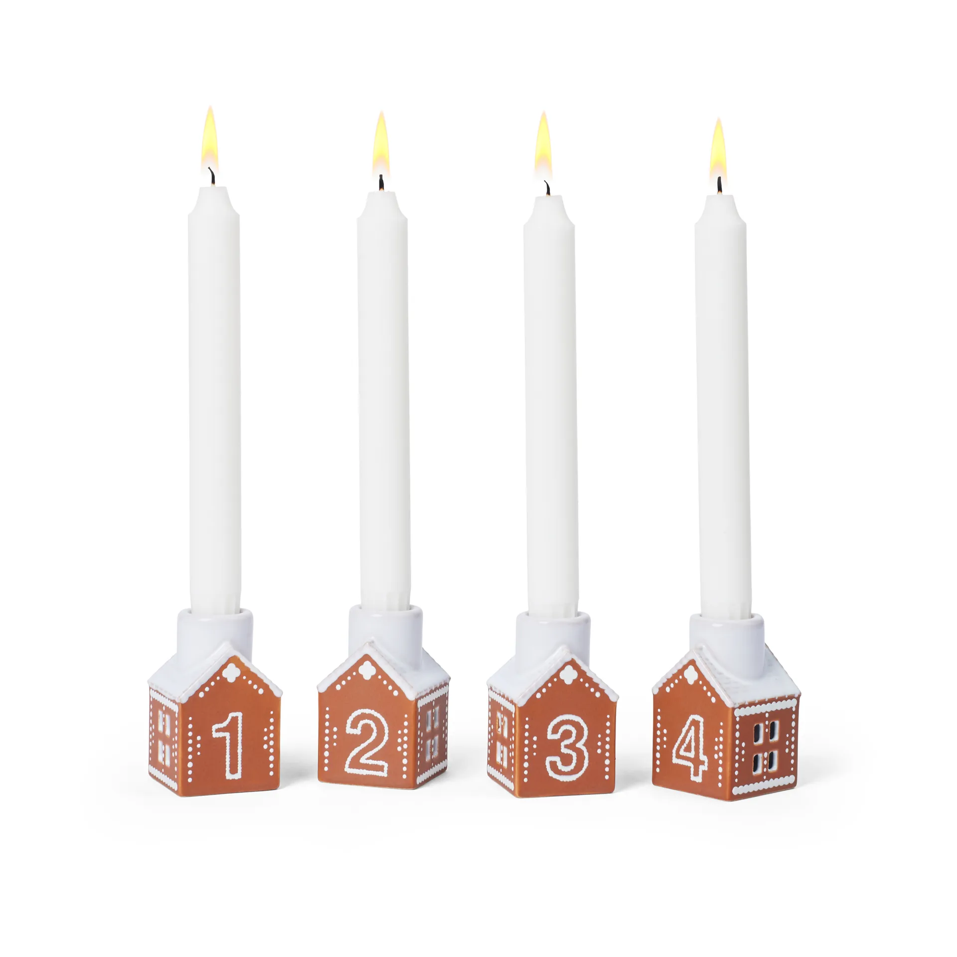 Gingerbread advent candlestick 4 pieces, Brown Kähler