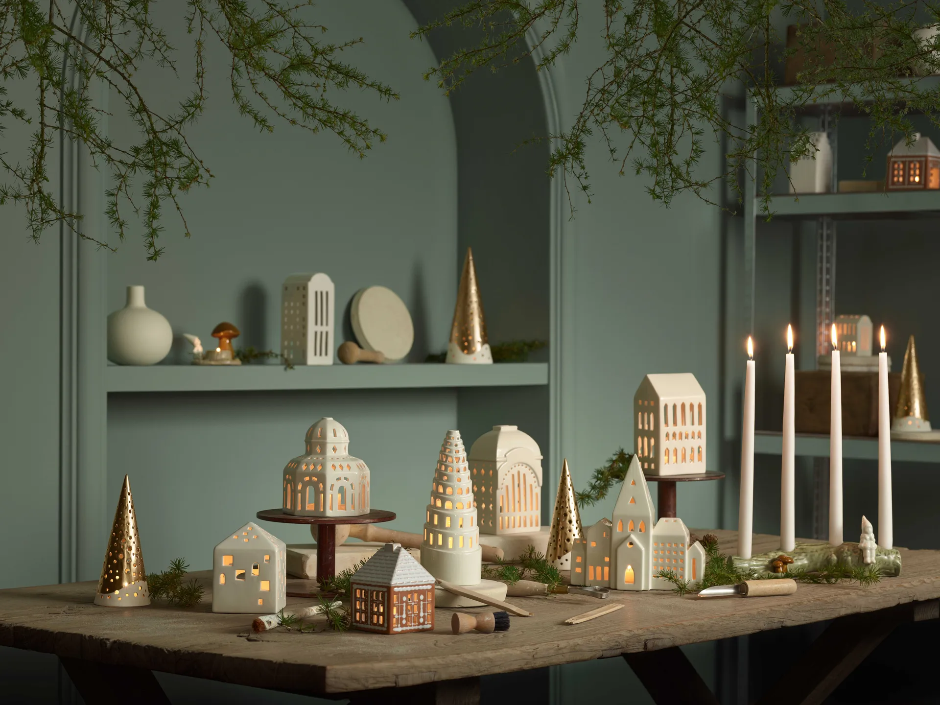 Gingerbread candle holder small 11 cm, Brown Kähler