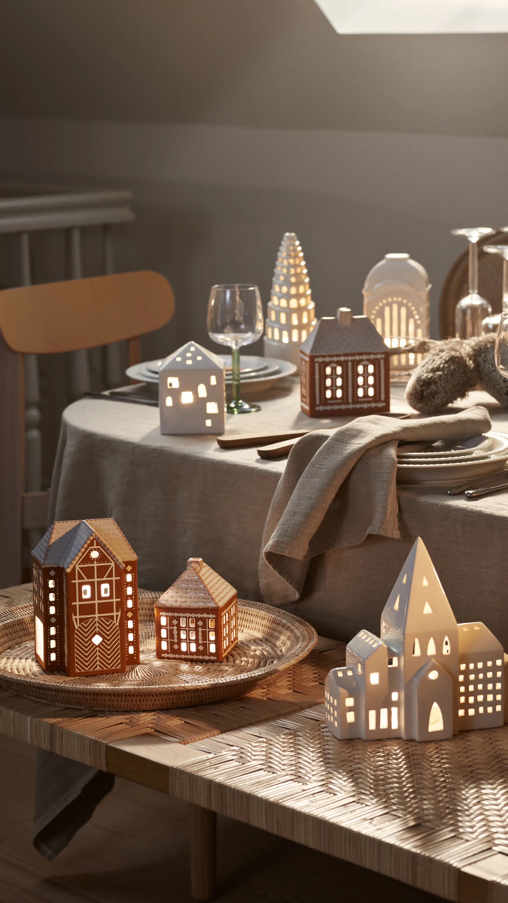 Gingerbread candle latern large 17 cm, Brown Kähler