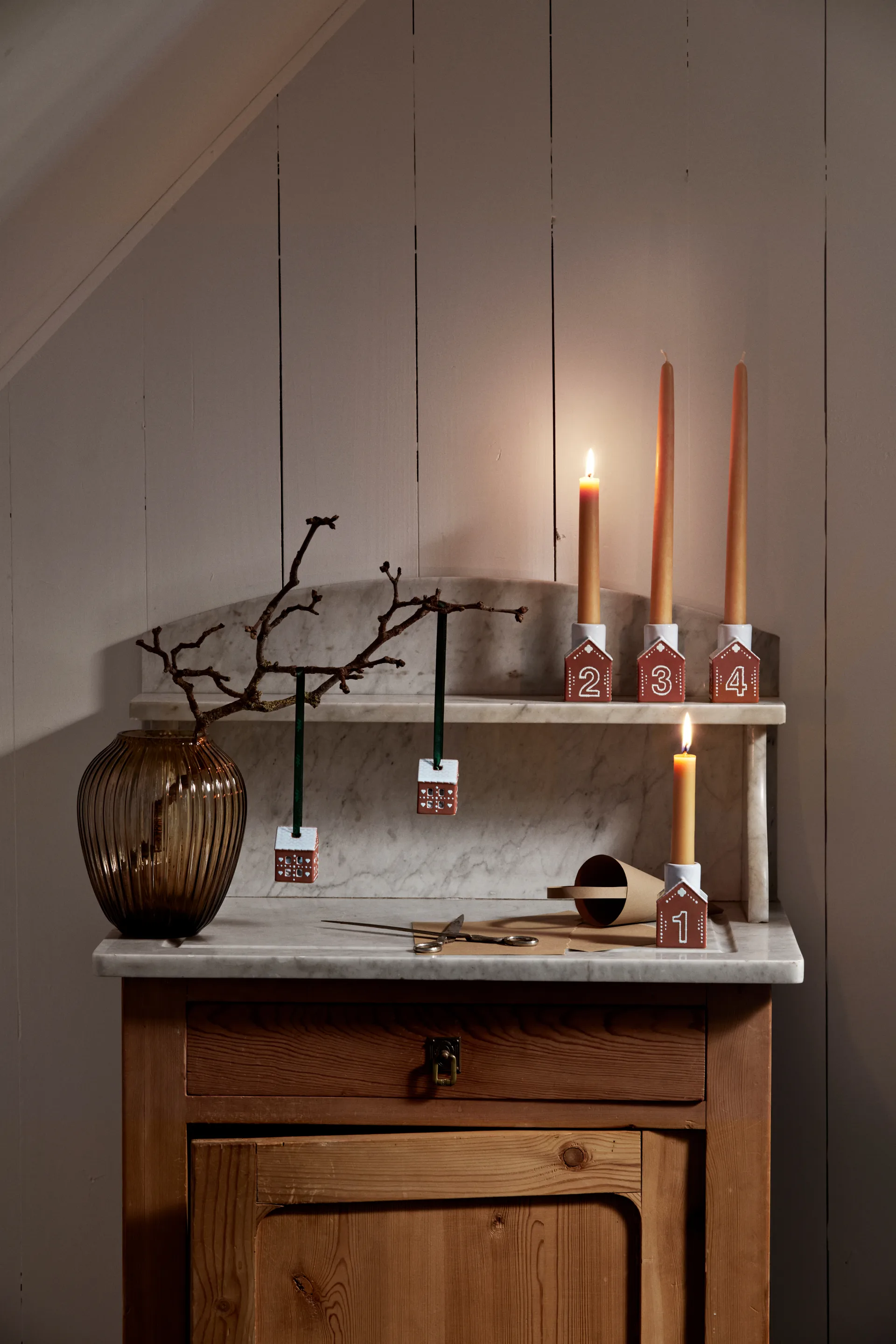 Gingerbread Christmas hanging 5 cm 2-pack, Brown Kähler