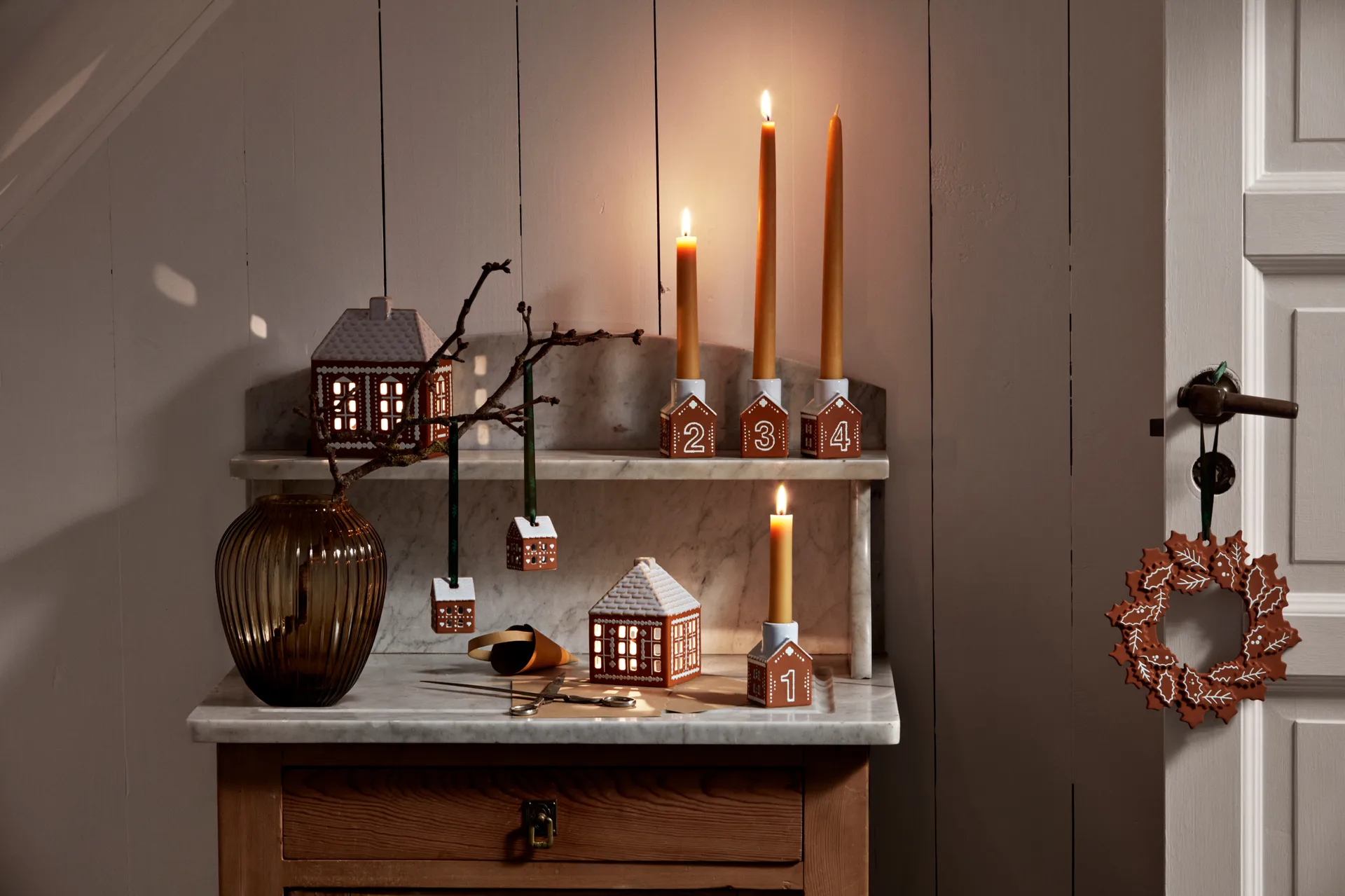 Gingerbread Christmas hanging 5 cm 2-pack, Brown Kähler