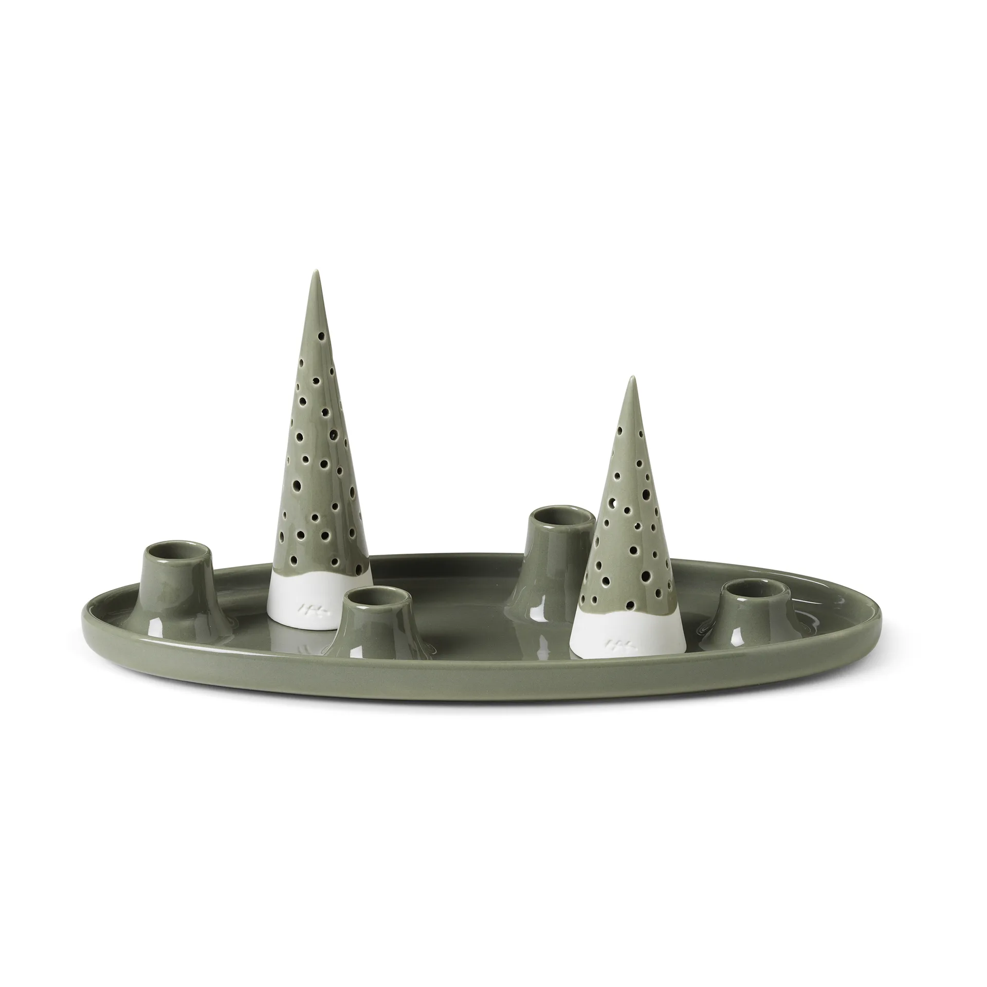 Nobili oval advent candle 33 cm, Green Kähler