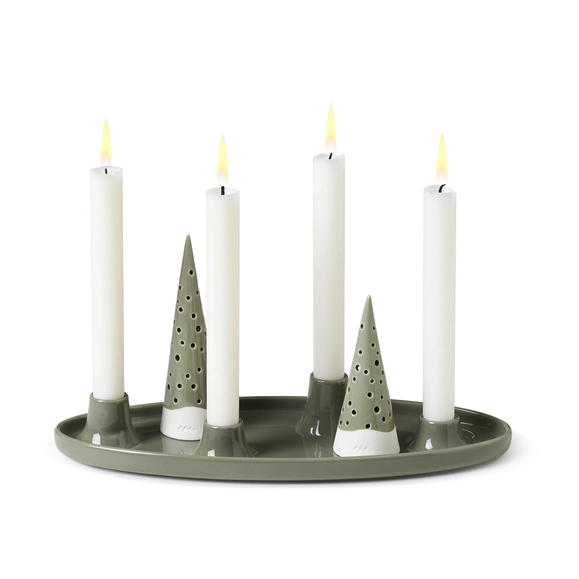 Nobili oval advent candle 33 cm, Green Kähler